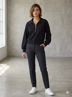 ANRABESS Women's Quarter Zip Oversized Pullover Ribbed Knit Half Zip Sweatshirt